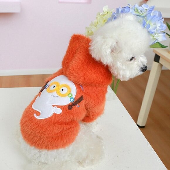 NWOT WARM Faux Fur Fall/Winter/Spring Ghost Hoodie For Dogs - Size Large - Picture 1 of 8